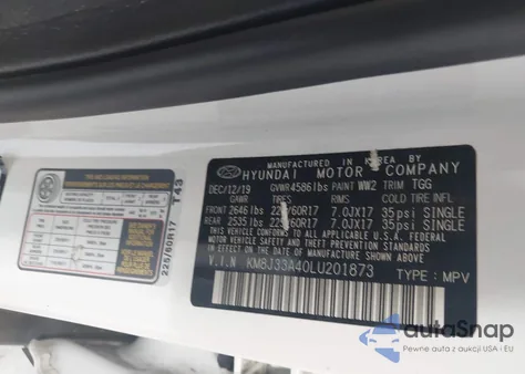 2020 Hyundai Tucson Value из США, поврежденный, VIN KM8J33A40LU201873